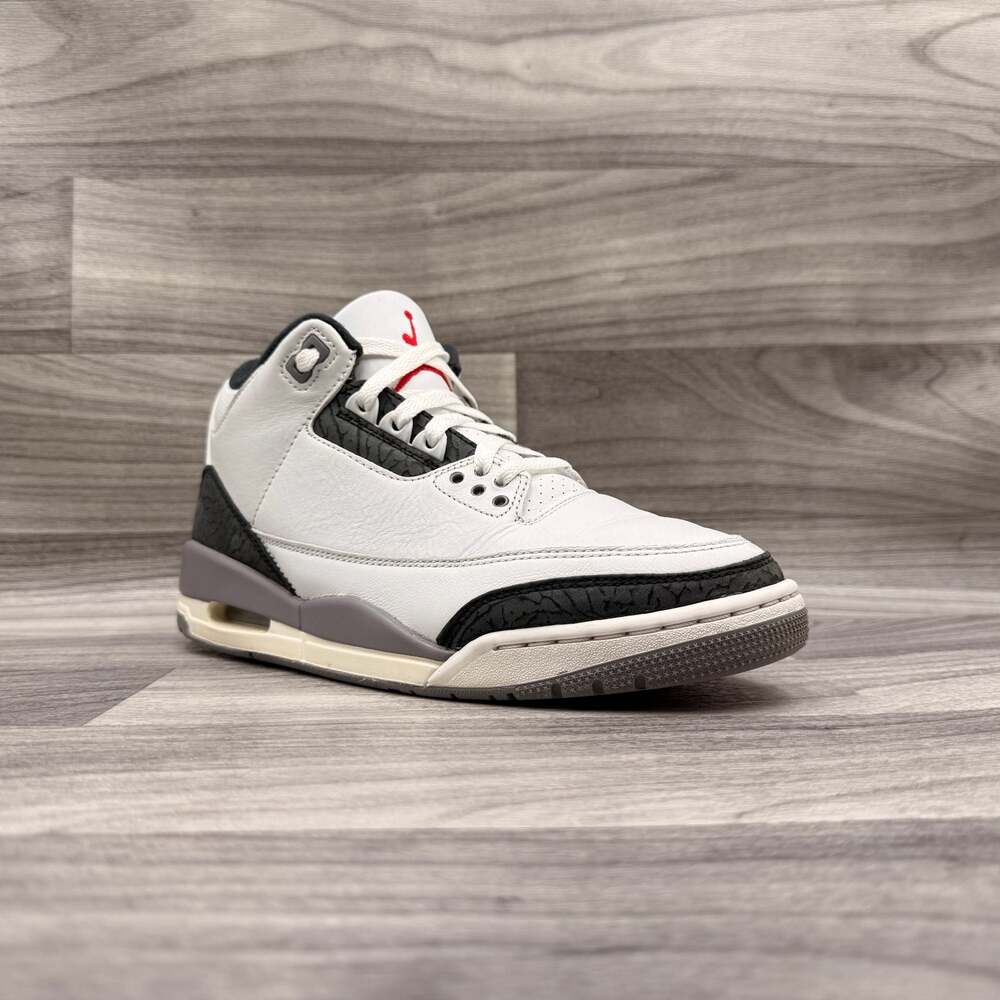 Air Jordan 3 Retro Cement Grey White Black Red Men's Shoes Size 8